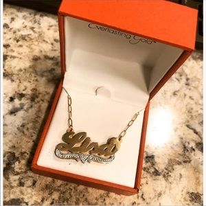 14k gold necklace with Lisa name  plate